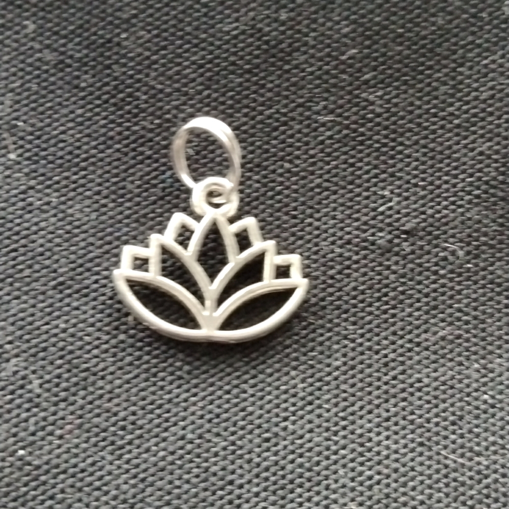 Small lotus charm on black or brown 16 to 18 inch adjustable coated cord